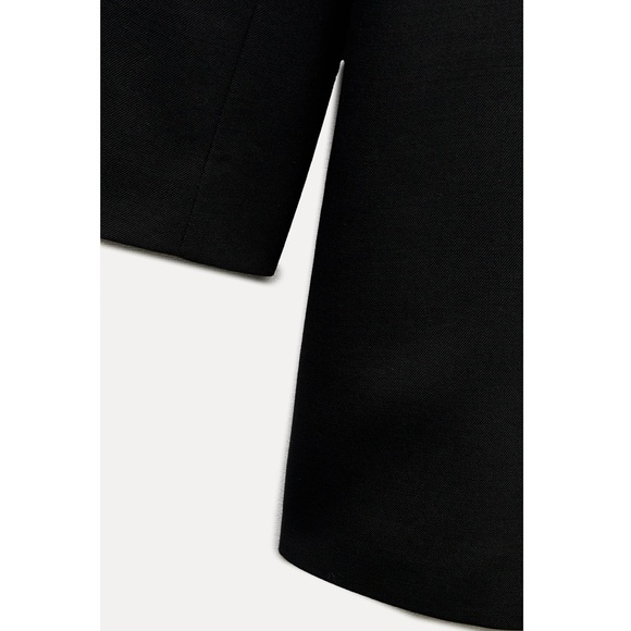 Zara Wool Blend Frock Coat Jacket Lapel collar ZW Collection Black size S NWT - Picture 8 of 16